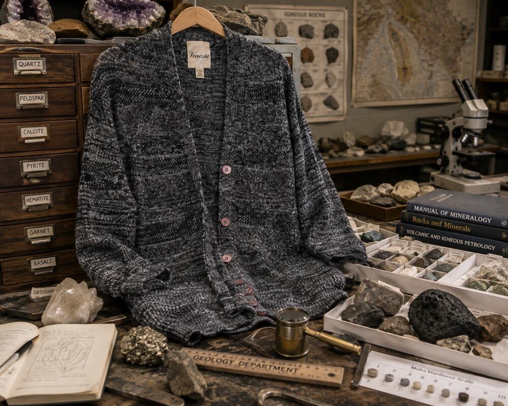 Venezia Charcoal Marled Oversized Grandpa Cardigan Sweater Size 14/16